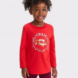 Cat & Jack Toddler 4T Girls Long Sleeve Graphic Holiday Tee * New With Tags